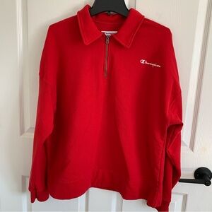 Champion Red Half-Zip Pullover Sweatshirt
